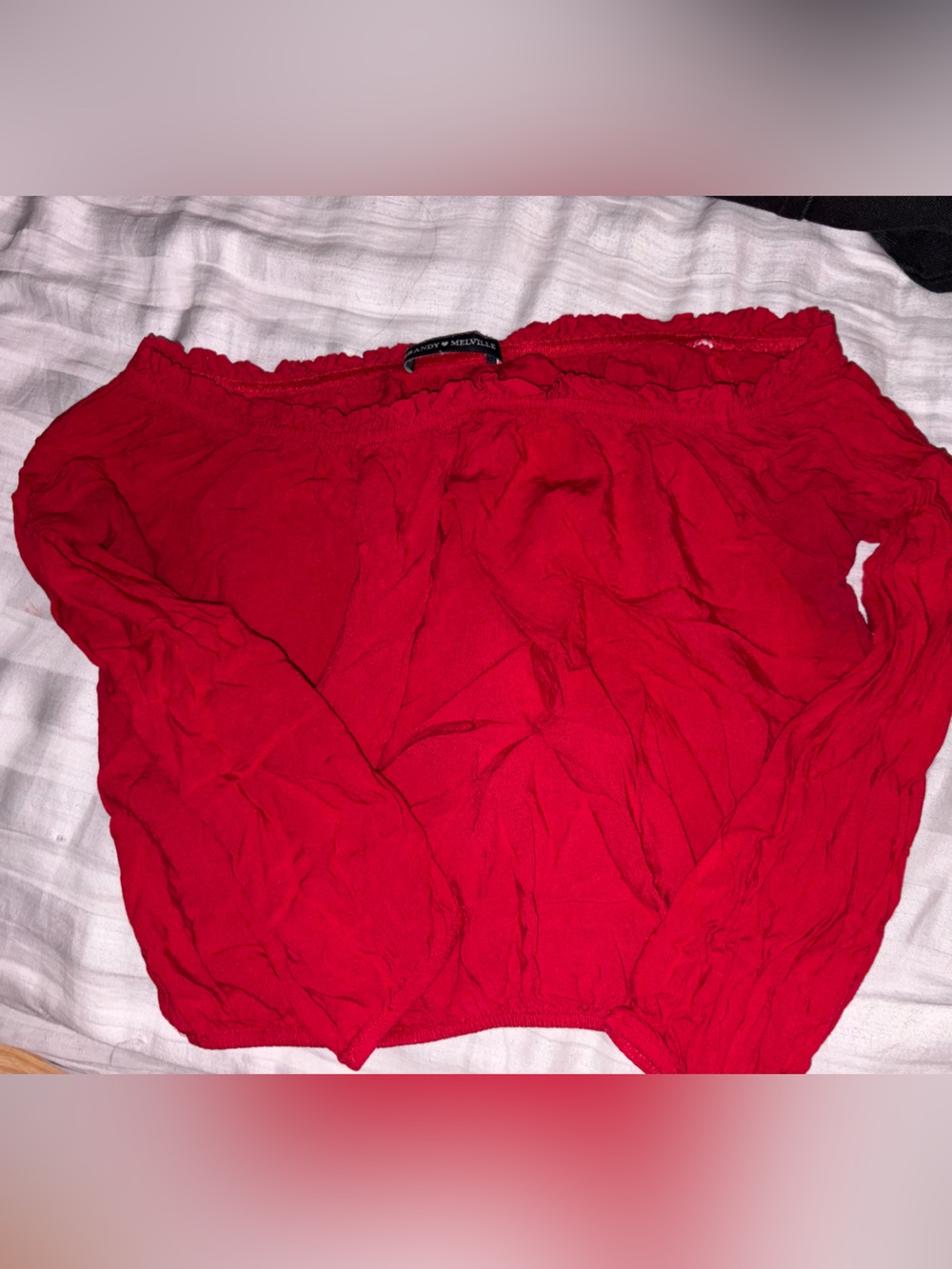 Brandy Red Off The Shoulder Ruffled Top